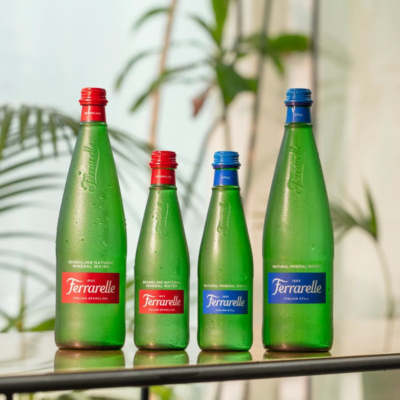 Ferrarelle mineral water still and sparkling bottles