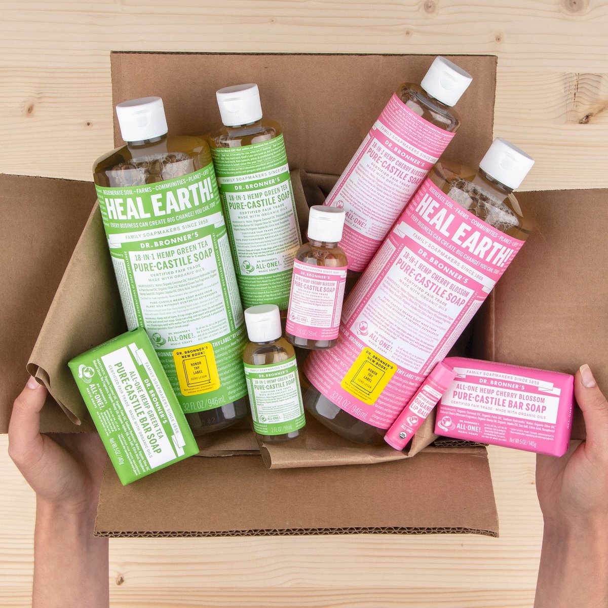 Dr. Bronner's organic soaps, bar soap and lip balm in a gift box – Organic Matters personal care