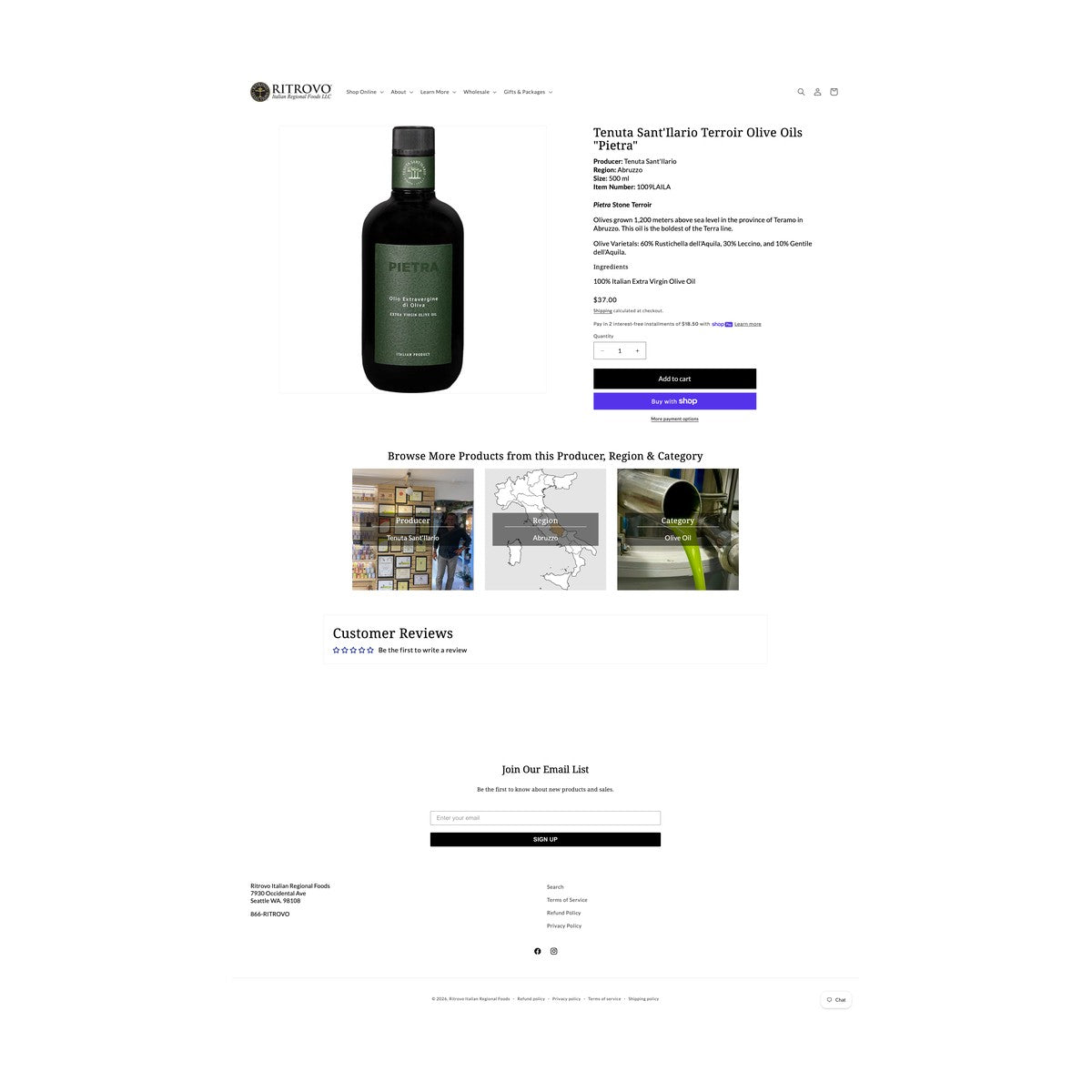 Pietra Extra Virgin Olive Oil