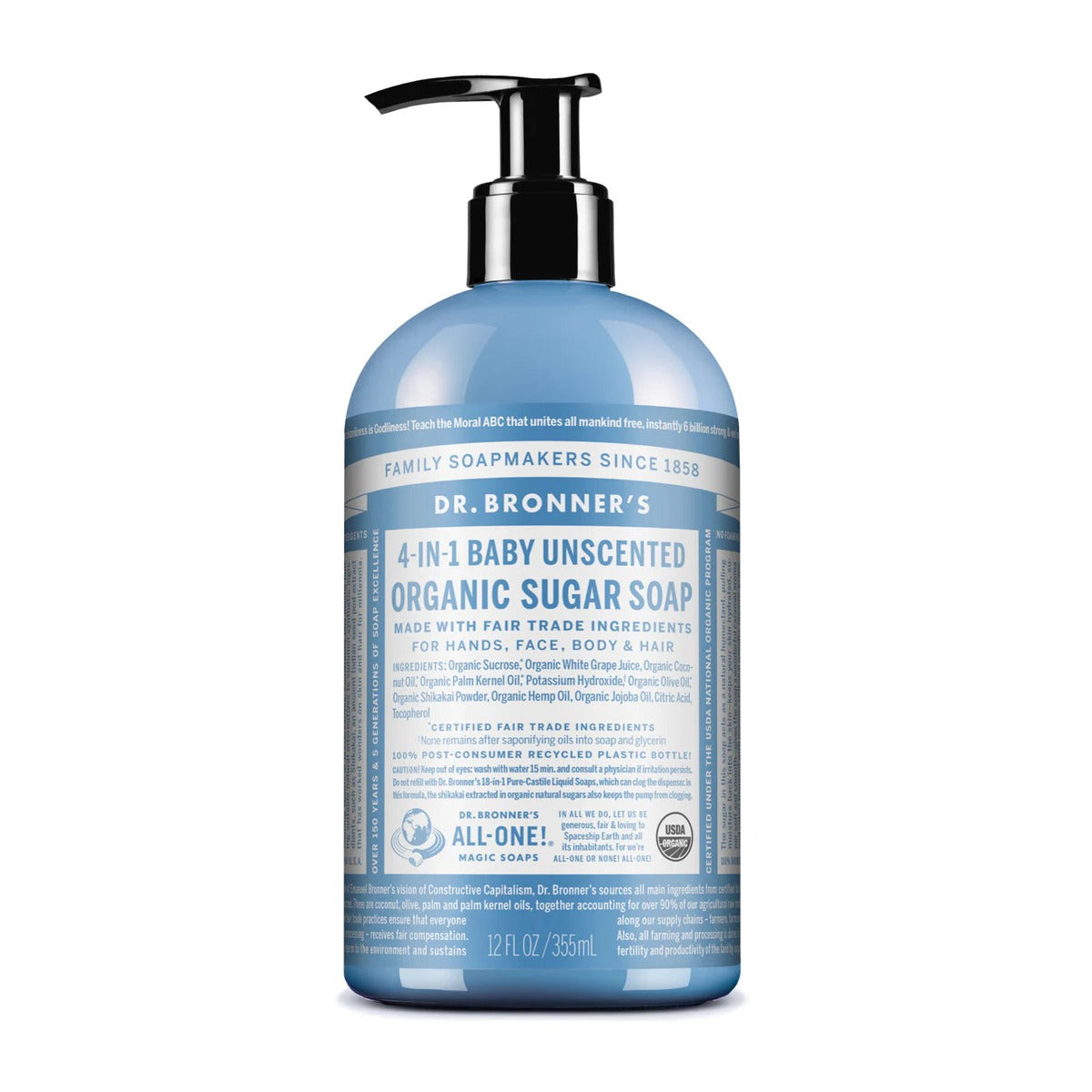 Dr. Bronner's Pure-Castile Pump Soap – Baby Mild – 12 oz