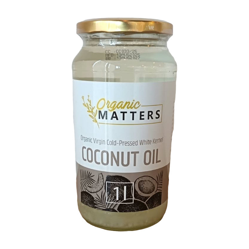Coconut Oil White Kernel – Organic Matters virgin cold-pressed coconut oil 1 l jar