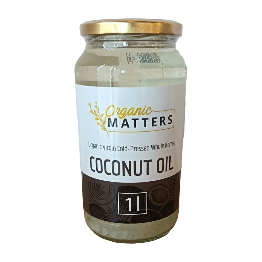 Coconut Oil Whole Kernel – Organic Matters virgin cold-pressed coconut oil 1 l jar