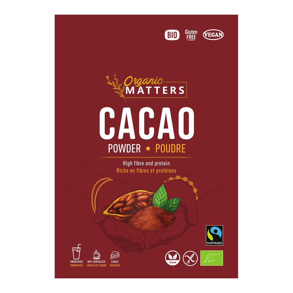 Organic Matters organic cacao powder 250 g pouch