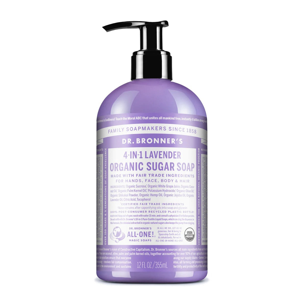 Dr. Bronner's Pure-Castile Pump Soap – Lavender – 12 oz