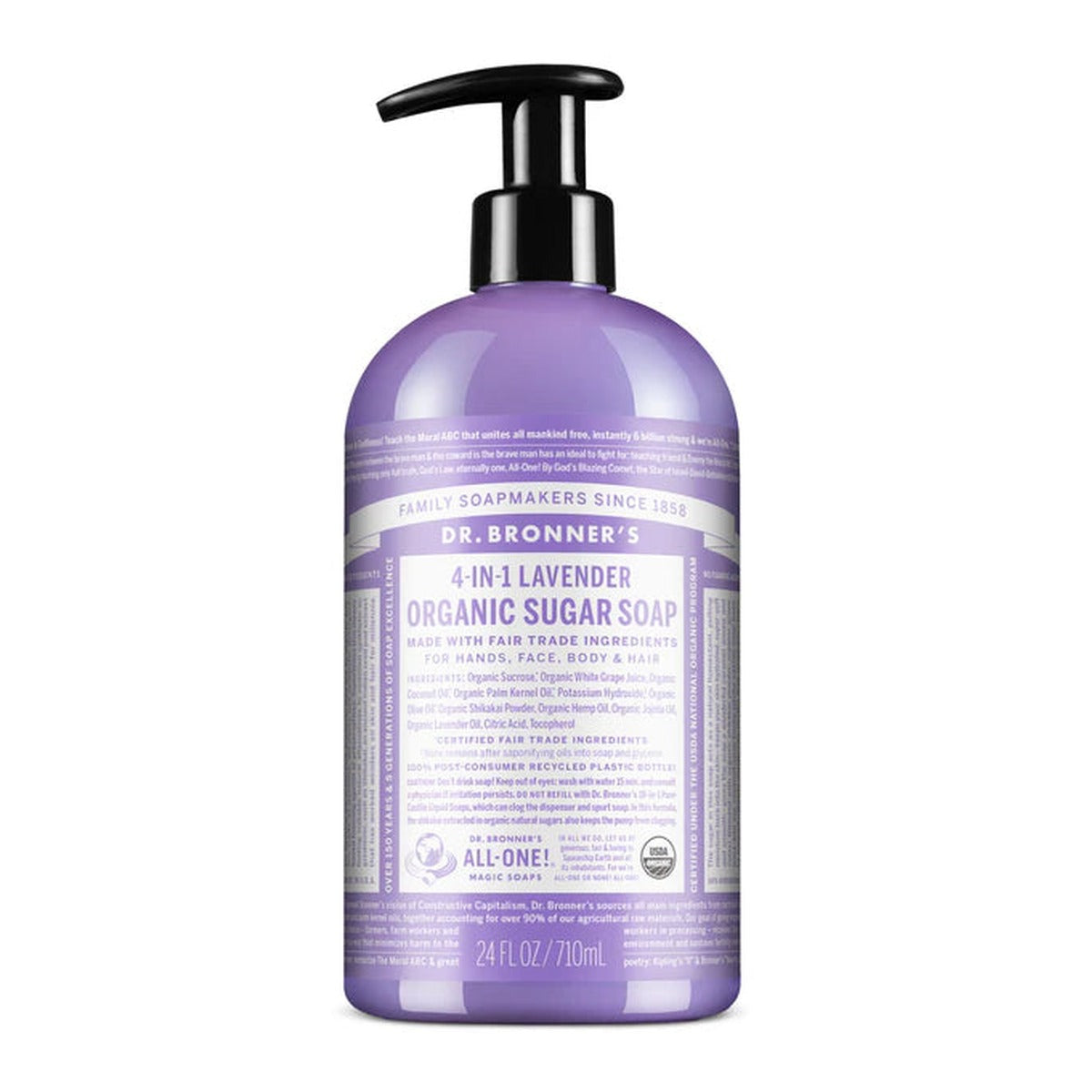Dr. Bronner's Pure-Castile Pump Soap – Lavender – 24 oz