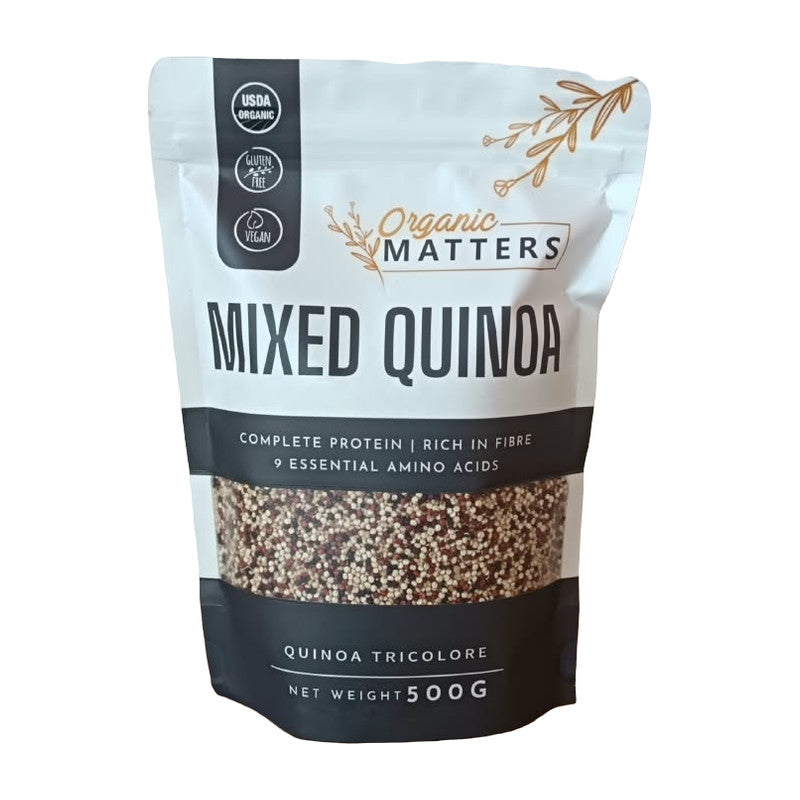 Mixed Quinoa – Organic Matters tricolour quinoa 500 g pouch