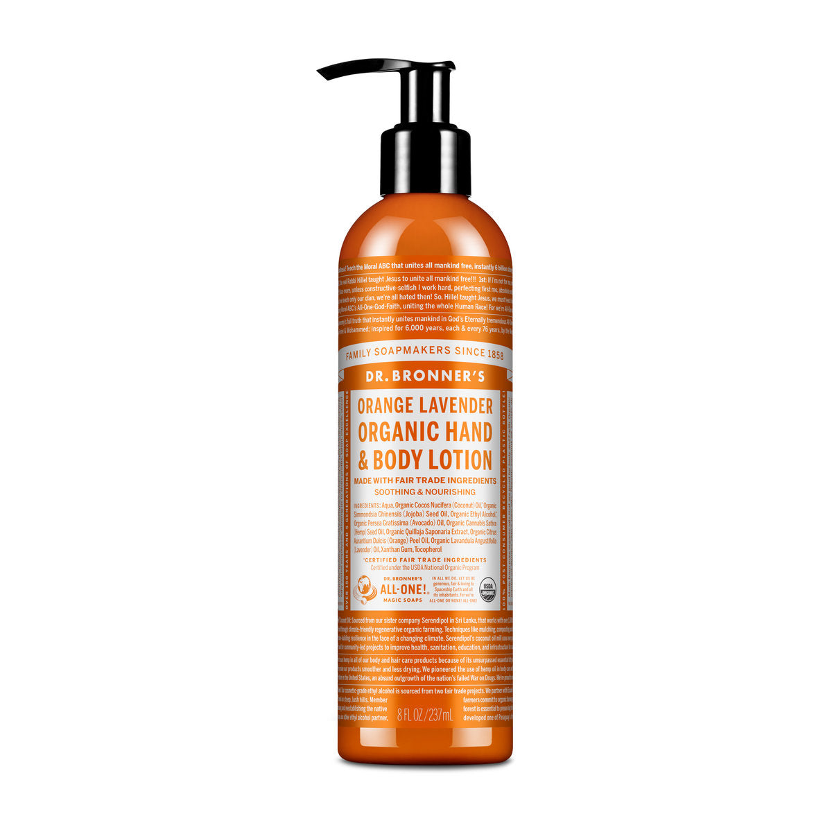 Dr. Bronner's Organic Body Lotion – Orange Lavender, 237 ml