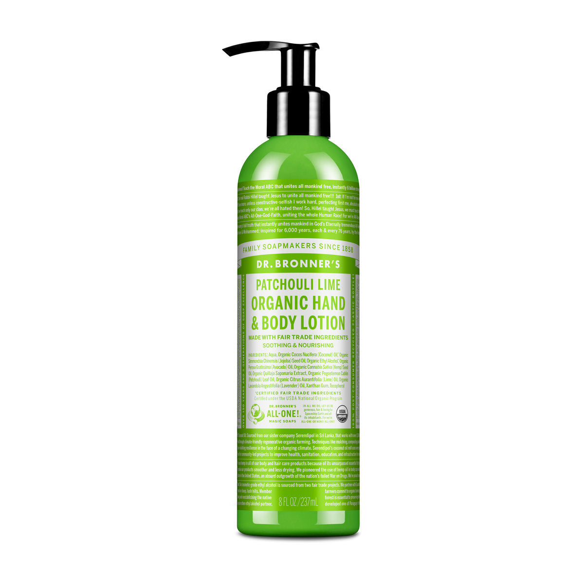 Dr. Bronner's Organic Body Lotion – Patchouli Lime, 237 ml
