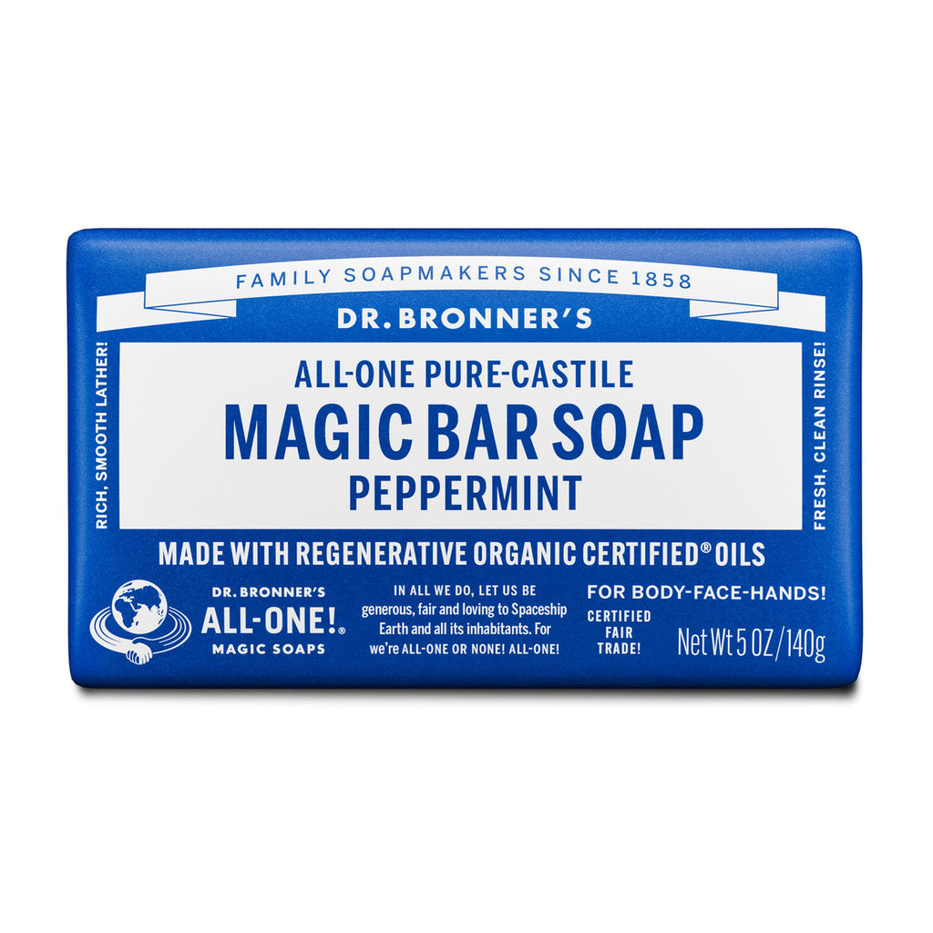 Dr. Bronner's Pure-Castile Bar Soap – Peppermint, 140 g