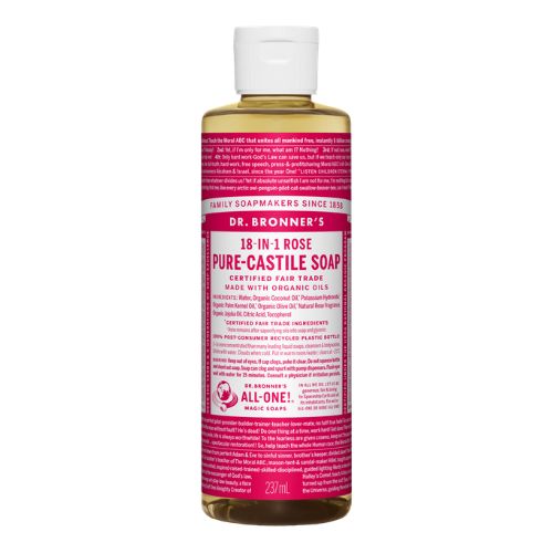 Dr. Bronner's Pure-Castile Liquid Soap – Rose – 8 oz