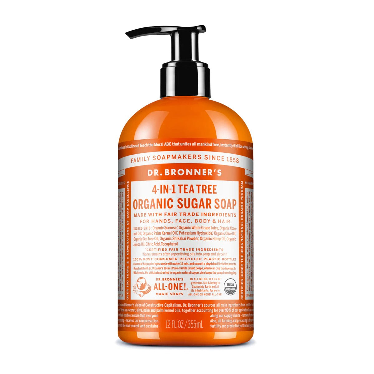 Dr. Bronner's Pure-Castile Pump Soap – Tea Tree – 12 oz