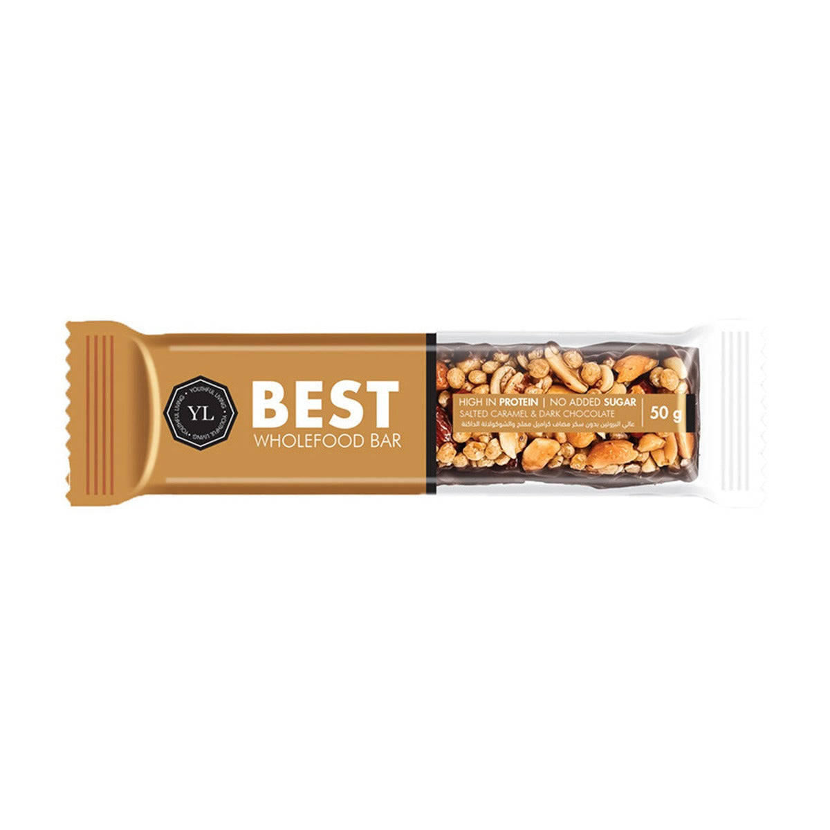 Youthful Living BEST Wholefood Bar Salted Caramel & Dark Chocolate 50g